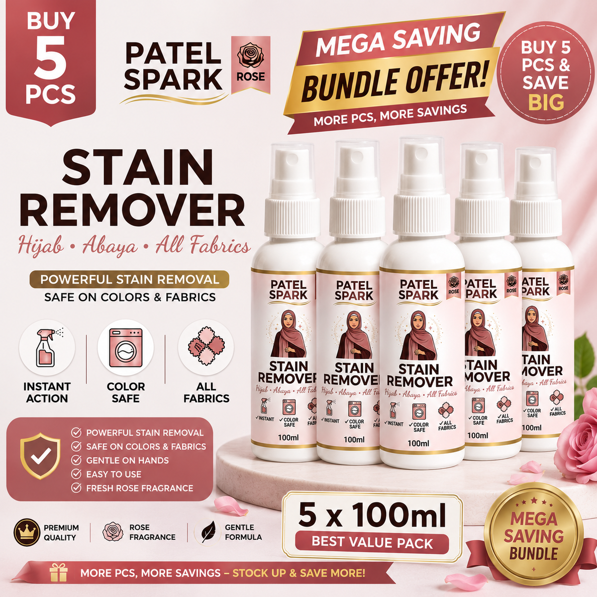 Hijab & Abaya Stain Remover 100ML (Multipurpose) PATEL SPARK