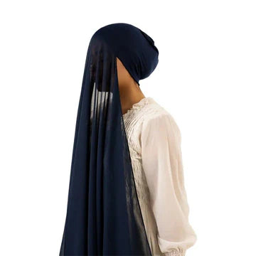 INSTANT HIJAB WITH CAP - NAVY BLUE