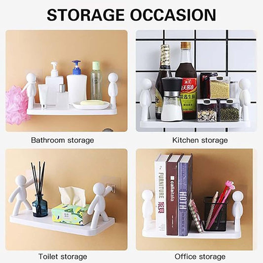 Self Adhesive Bathroom Storage Shelf holding shampoo bottles
