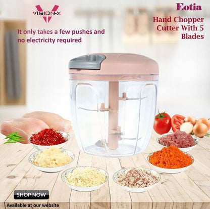 Speedy Manual Hand-Powered Food Chopper – Japanese Removable Blades | Speedy Chopper | 3.8 Cup | Non-Slip Base | Splash Resistant | Easy Clean