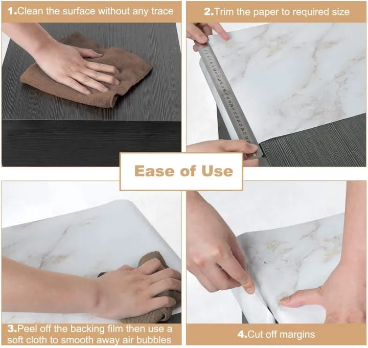 60×200cm Original Kitchen Marble Sheet – Waterproof PVC for Kitchen Counter & Cabinets