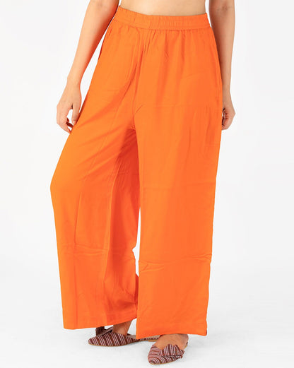 100% Pure Soft Viscose Rayon Palazzo Pants for Women – Free Size | Loose Fit Flared Wide Leg Daily Wear