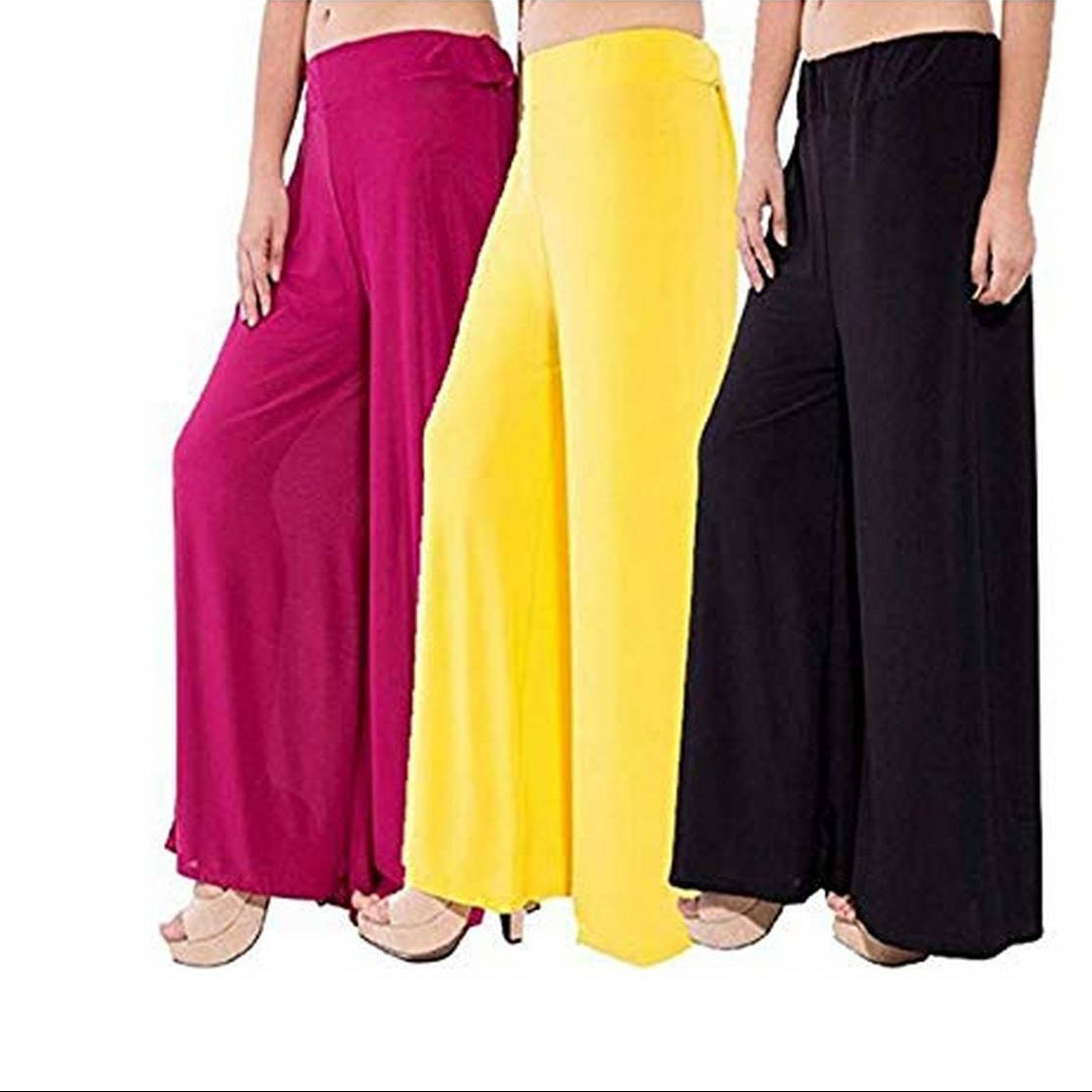 100% Pure Soft Viscose Rayon Palazzo Pants for Women – Free Size | Loose Fit Flared Wide Leg Daily Wear