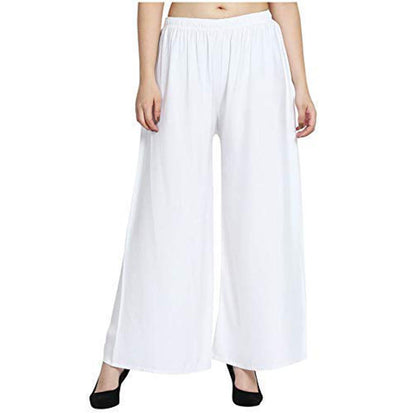 100% Pure Soft Viscose Rayon Palazzo Pants for Women – Free Size | Loose Fit Flared Wide Leg Daily Wear