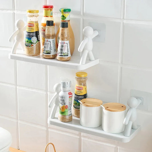 Wall Mounted Storage Shelf Bathroom & Kitchen Organizer (Self Adhesive)