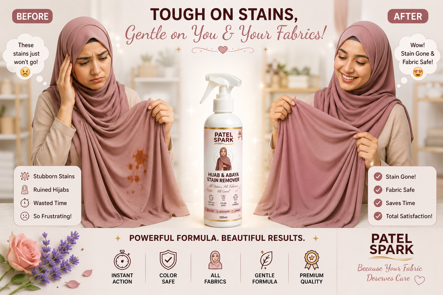 Hijab & Abaya Stain Remover 100ML (Multipurpose) PATEL SPARK