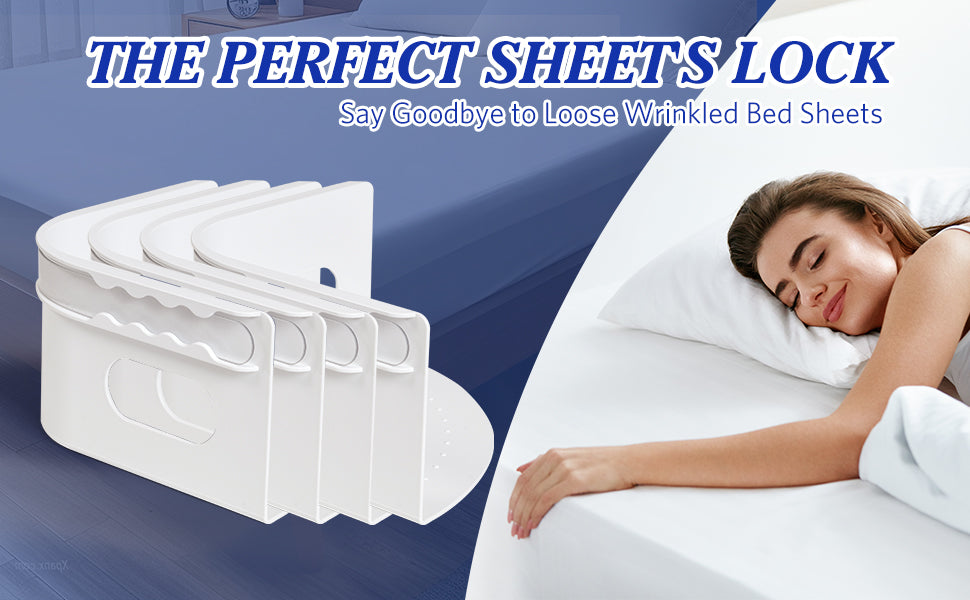 Bed Sheet Holder – Heavy Duty Adjustable Sheet Grippers for Mattress & Bedding (White)