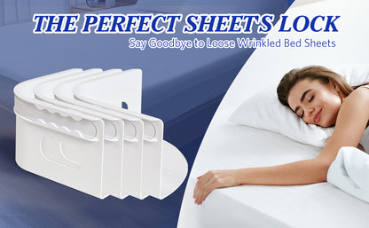 Bed Sheet Holder – Heavy Duty Adjustable Sheet Grippers for Mattress & Bedding (White)