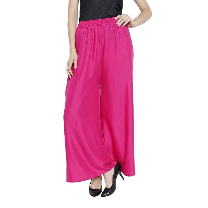 100% Pure Soft Viscose Rayon Palazzo Pants for Women – Free Size | Loose Fit Flared Wide Leg Daily Wear