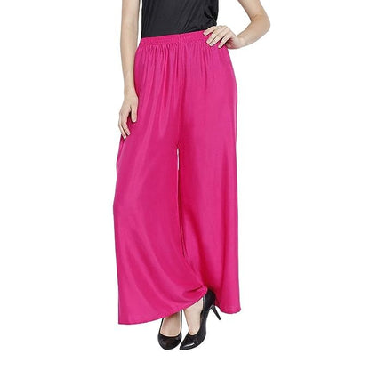 100% Pure Soft Viscose Rayon Palazzo Pants for Women – Free Size | Loose Fit Flared Wide Leg Daily Wear