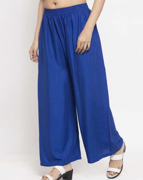 100% Pure Soft Viscose Rayon Palazzo Pants for Women – Free Size | Loose Fit Flared Wide Leg Daily Wear