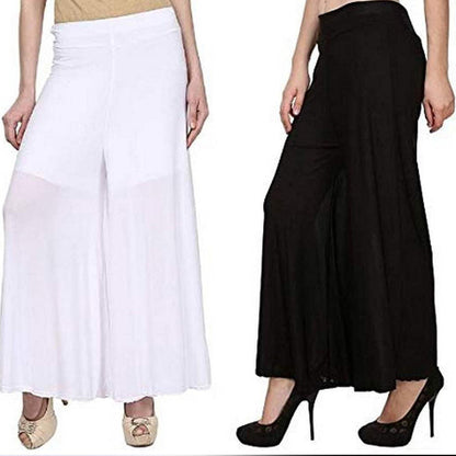 100% Pure Soft Viscose Rayon Palazzo Pants for Women – Free Size | Loose Fit Flared Wide Leg Daily Wear