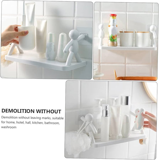 Wall Mount Bathroom/Kitchen Men Shelf & Rack  Cartoon Man Design | Self-Adhesive Wall Hanging Bathroom Organizer