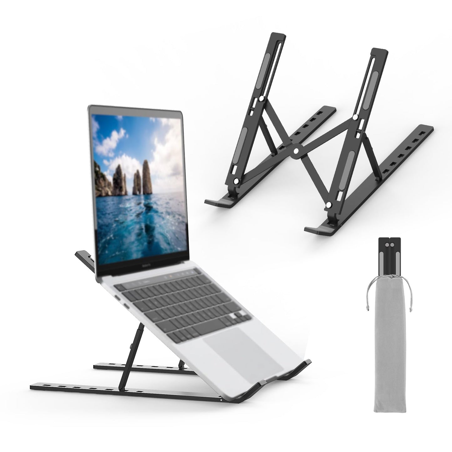 Multi-Purpose Foldable Device Stand – 7 Level Adjustable Ergonomic Stand for Laptop, Tablet & Mobile