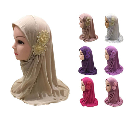 Kid's Islamic Headscarf Muslim Baby Scarfs Hijab Ready to Wear Prayer Makhna