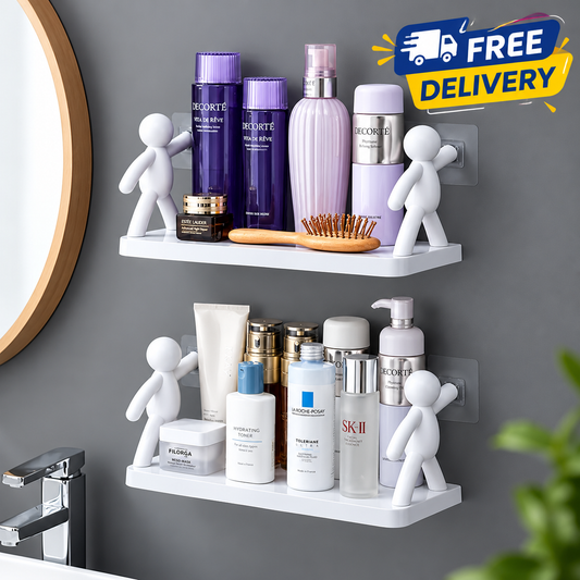 Wall Mounted Storage Shelf Bathroom & Kitchen Organizer (Self Adhesive)