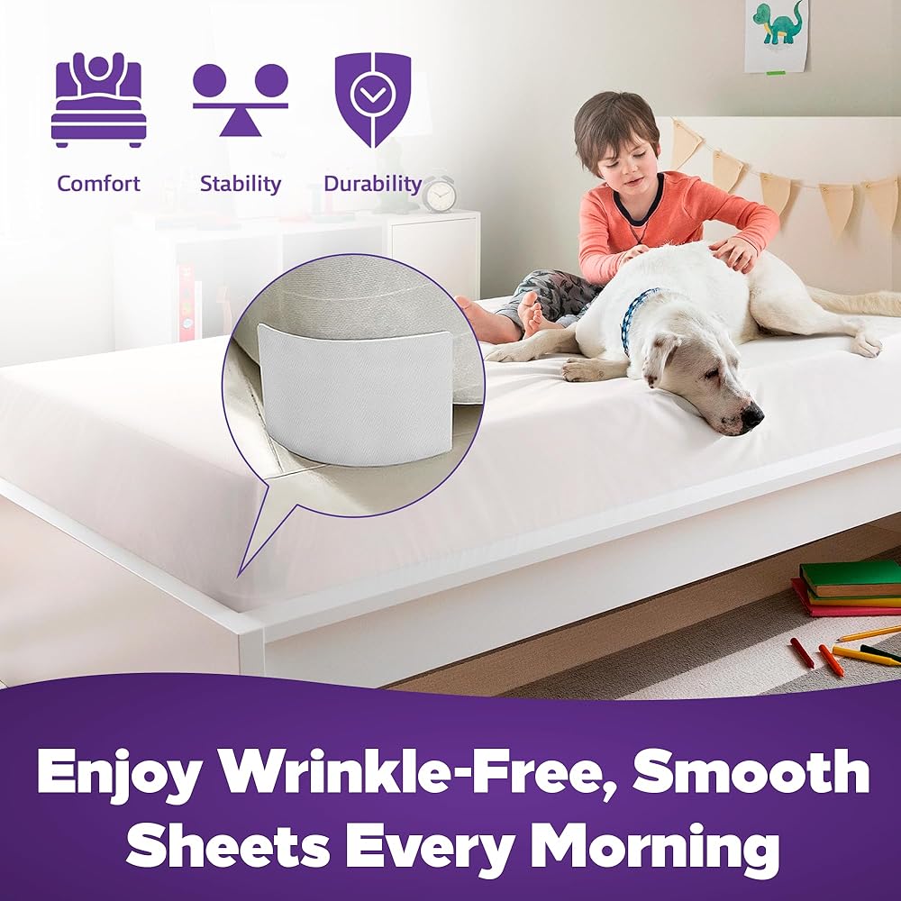 Bed Sheet Holder – Heavy Duty Adjustable Sheet Grippers for Mattress & Bedding (White)