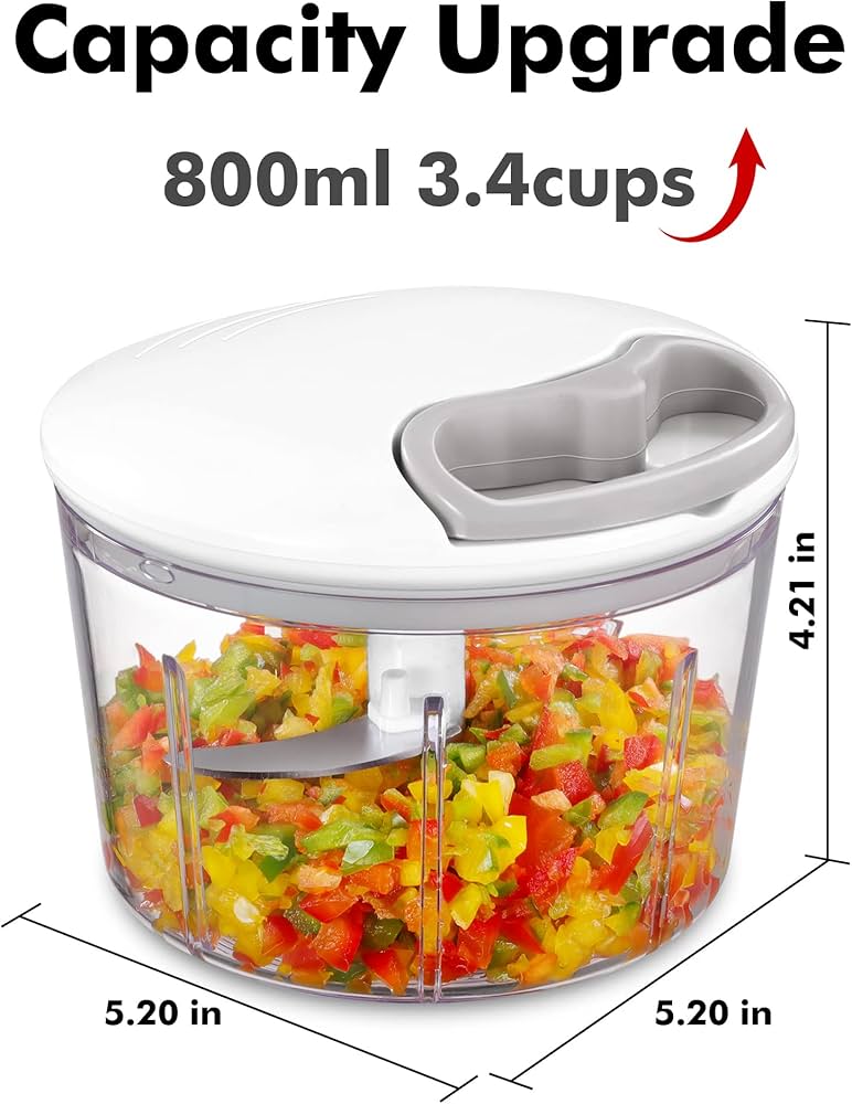 Speedy Manual Hand-Powered Food Chopper – Japanese Removable Blades | Speedy Chopper | 3.8 Cup | Non-Slip Base | Splash Resistant | Easy Clean