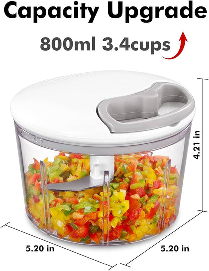 Speedy Manual Hand-Powered Food Chopper – Japanese Removable Blades | Speedy Chopper | 3.8 Cup | Non-Slip Base | Splash Resistant | Easy Clean