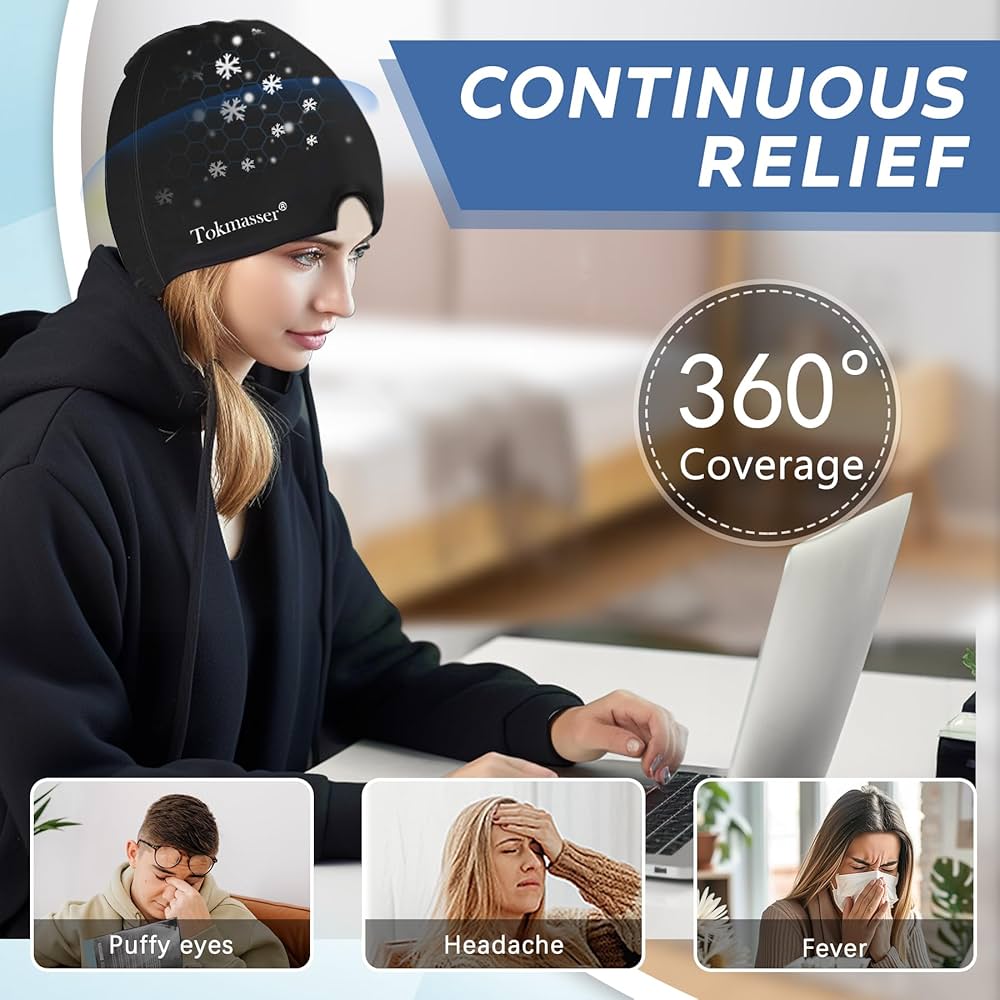 Migraine Relief Hat – Hot & Cold Therapy Ice Cap for Headache & Pain Relief