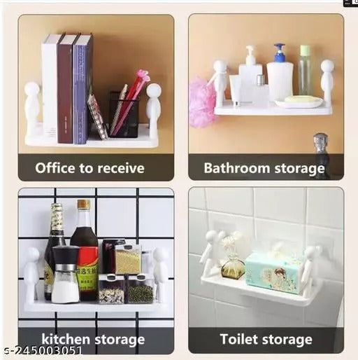 Wall Mount Bathroom/Kitchen Men Shelf & Rack  Cartoon Man Design | Self-Adhesive Wall Hanging Bathroom Organizer