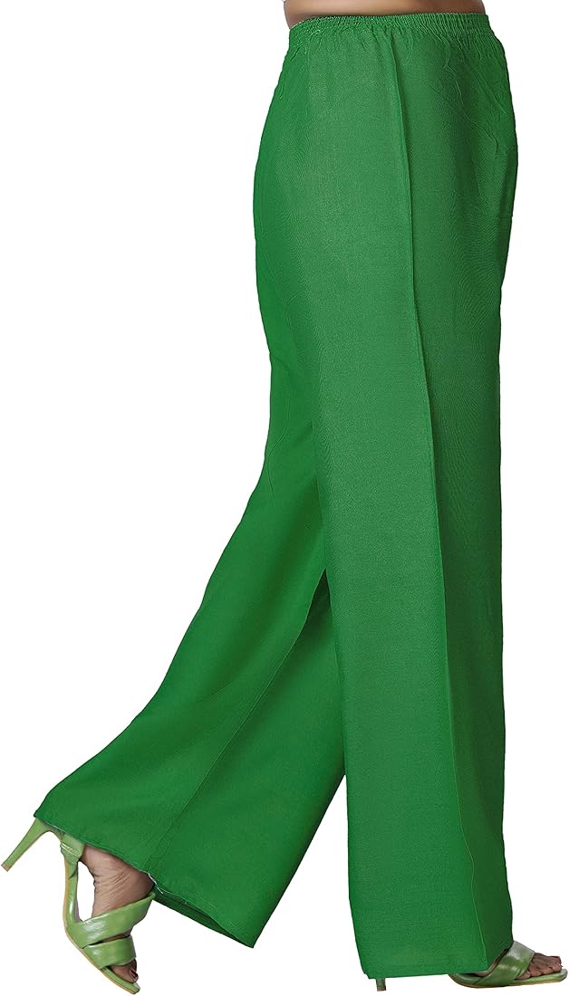 100% Pure Soft Viscose Rayon Palazzo Pants for Women – Free Size | Loose Fit Flared Wide Leg Daily Wear