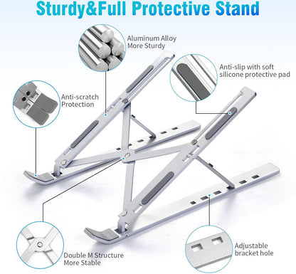 Multi-Purpose Foldable Device Stand – 7 Level Adjustable Ergonomic Stand for Laptop, Tablet & Mobile