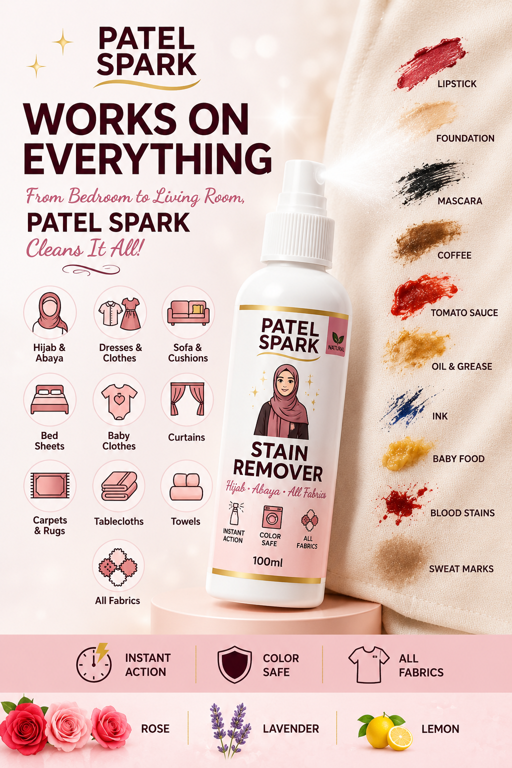 Hijab & Abaya Stain Remover 100ML (Multipurpose) PATEL SPARK