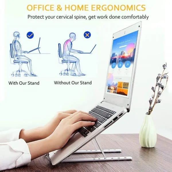 Multi-Purpose Foldable Device Stand – 7 Level Adjustable Ergonomic Stand for Laptop, Tablet & Mobile