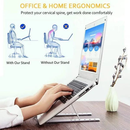 Multi-Purpose Foldable Device Stand – 7 Level Adjustable Ergonomic Stand for Laptop, Tablet & Mobile