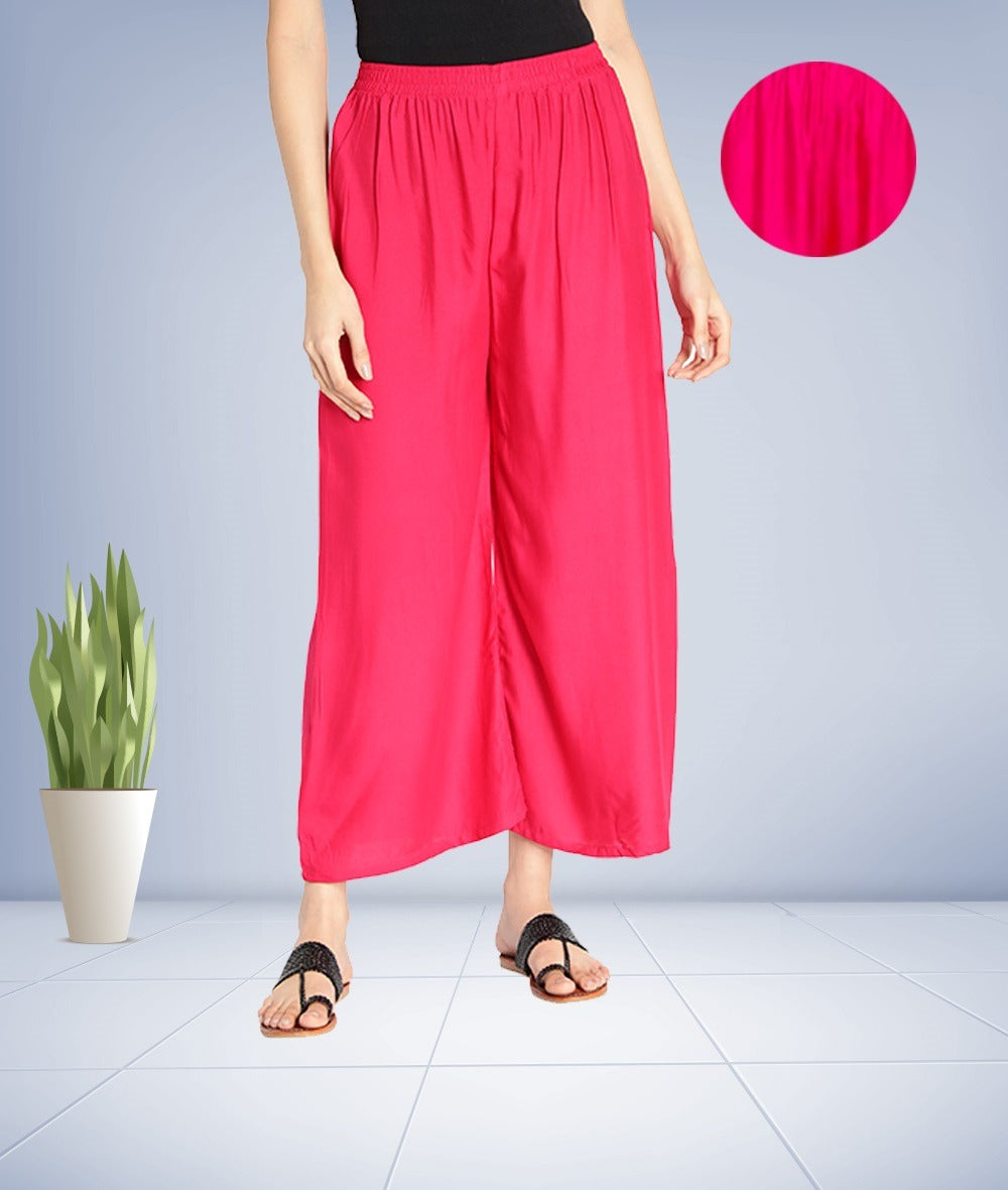100% Pure Soft Viscose Rayon Palazzo Pants for Women – Free Size | Loose Fit Flared Wide Leg Daily Wear