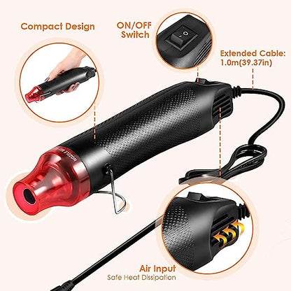 220V 300W New Hot Air Heat Gun - Handheld Mini Electric Heat Tool Sealer, Multi-Function