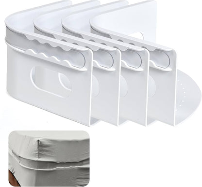 Bed Sheet Holder – Heavy Duty Adjustable Sheet Grippers for Mattress & Bedding (White)