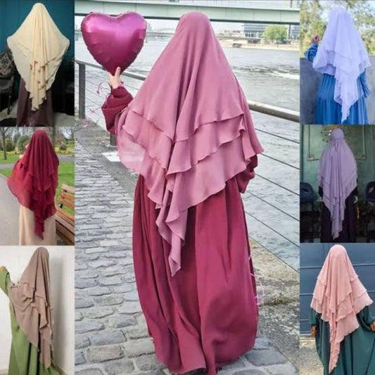 3 Layer Hijab Set Ready to Wear Khimar with Niqab