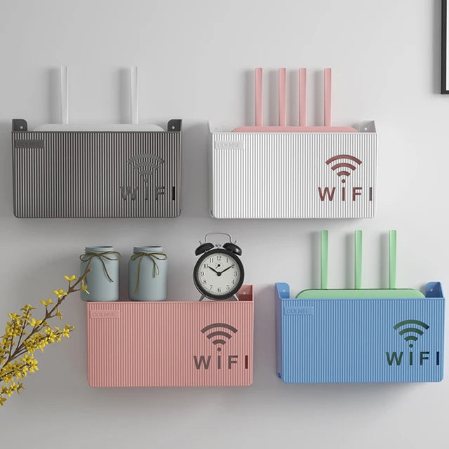 Wall Mounted WiFi Router Shelf – Cable Management Organizer | Modern Floating Storage Stand for Home & Office