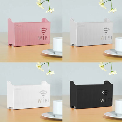 Wall Mounted WiFi Router Shelf – Cable Management Organizer | Modern Floating Storage Stand for Home & Office