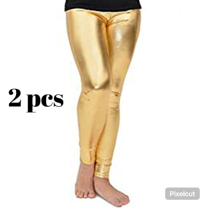Girls Stretchable Shining Leggings Tights – Premium Golden & Silver Party Wear | Best Quality Formal Look