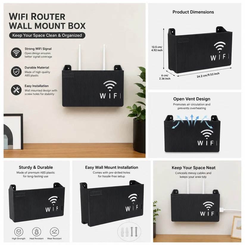 WiFi Router Holder Wall Mount | Single & Pack of 2 | White & Black Colors