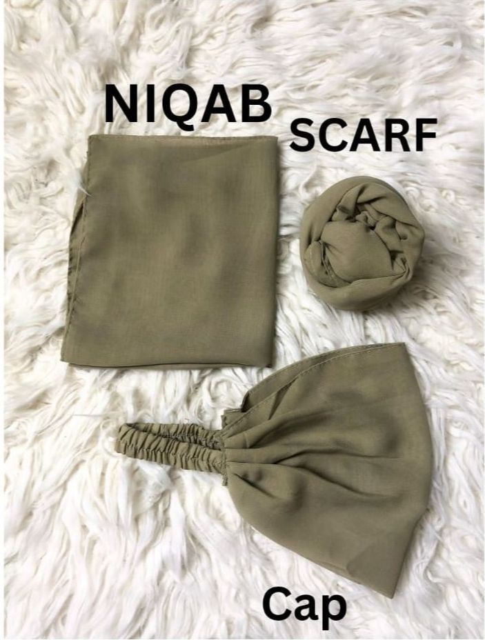 3 in 1 Chiffon Hijab Scarf Niqab Cap Set For Ladies & Women Fine Quality Trendy Traditional Islamic Daily Use
