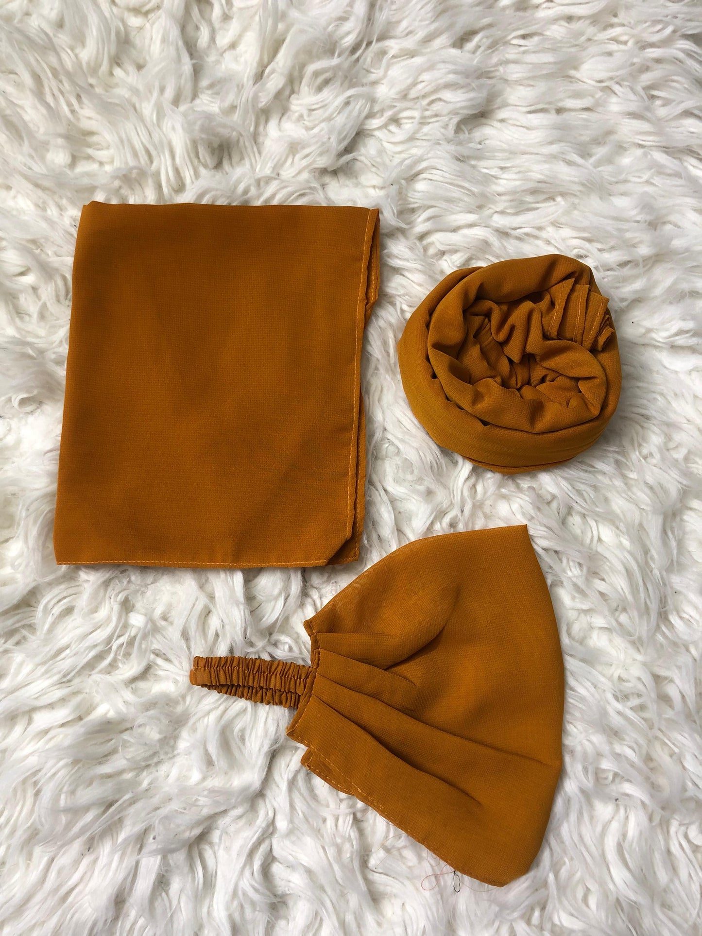 3 in 1 Chiffon Hijab Scarf Niqab Cap Set For Ladies & Women Fine Quality Trendy Traditional Islamic Daily Use