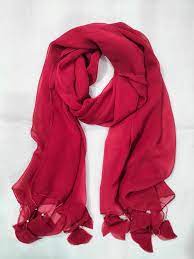 Premium Quality Chiffon Stoler with Tassels - Elegant Hijab Scarf