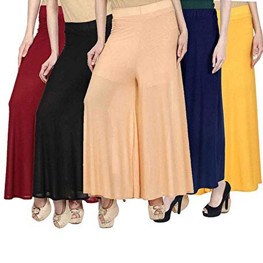100% Pure Soft Viscose Rayon Palazzo Pants for Women – Free Size | Loose Fit Flared Wide Leg Daily Wear