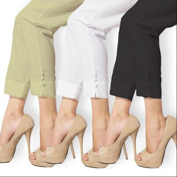 Cotton Trouser Cigarette Pants Leggings Shalwar Simple for Girls-Ladies-Women Straight Body Fit Enhance the look Fine Cotton Fabric Trendy Daily Use