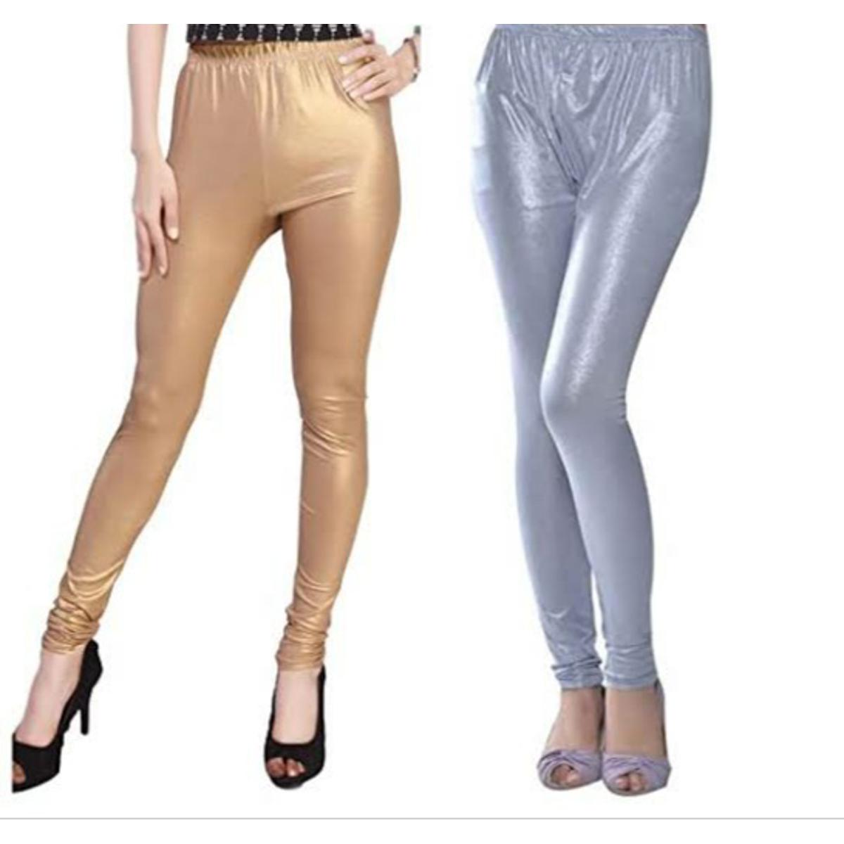 Girls Stretchable Shining Leggings Tights – Premium Golden & Silver Party Wear | Best Quality Formal Look