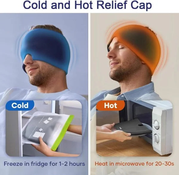 Migraine Relief Hat – Hot & Cold Therapy Ice Cap for Headache & Pain Relief