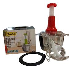 2L Manual Food Chopper – Stainless Steel Bowl & 4 Sharp Blades | Vegetable, Onion, Meat & Garlic Chopper | Easy Hand Pull