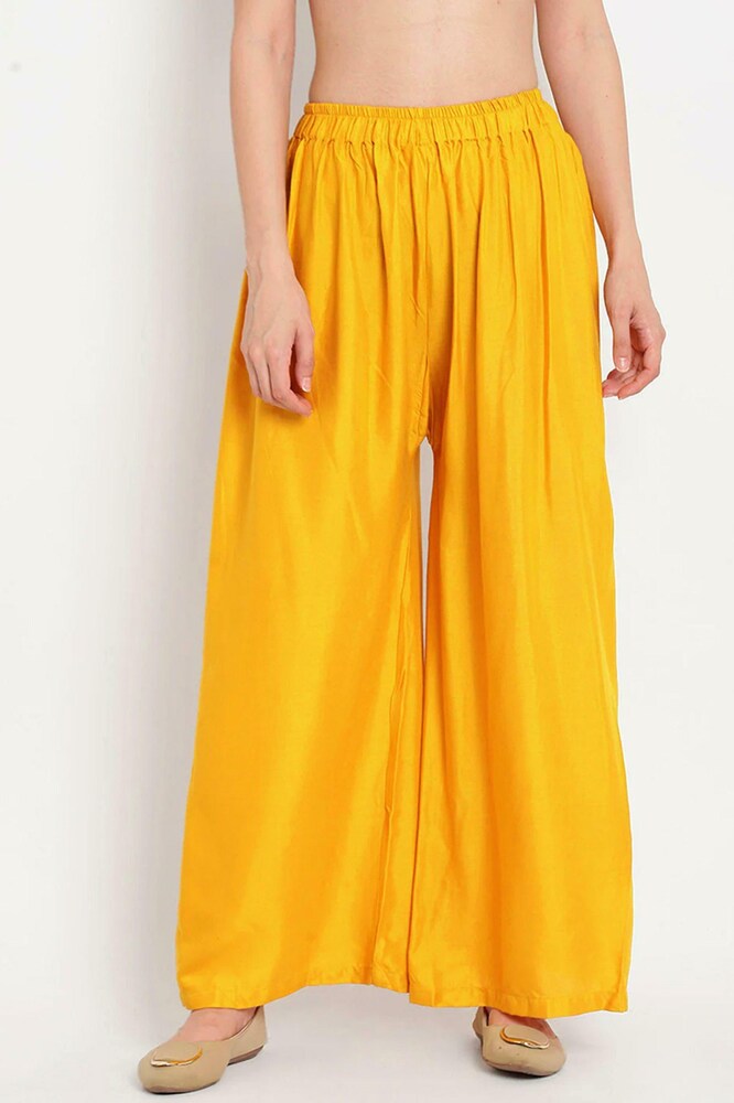 100% Pure Soft Viscose Rayon Palazzo Pants for Women – Free Size | Loose Fit Flared Wide Leg Daily Wear