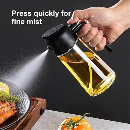 2-in-1 Cooking Oil Sprayer & Dispenser – 470ml Glass Olive Oil Bottle