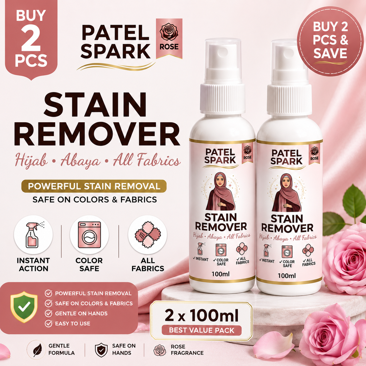 Hijab & Abaya Stain Remover 100ML (Multipurpose) PATEL SPARK