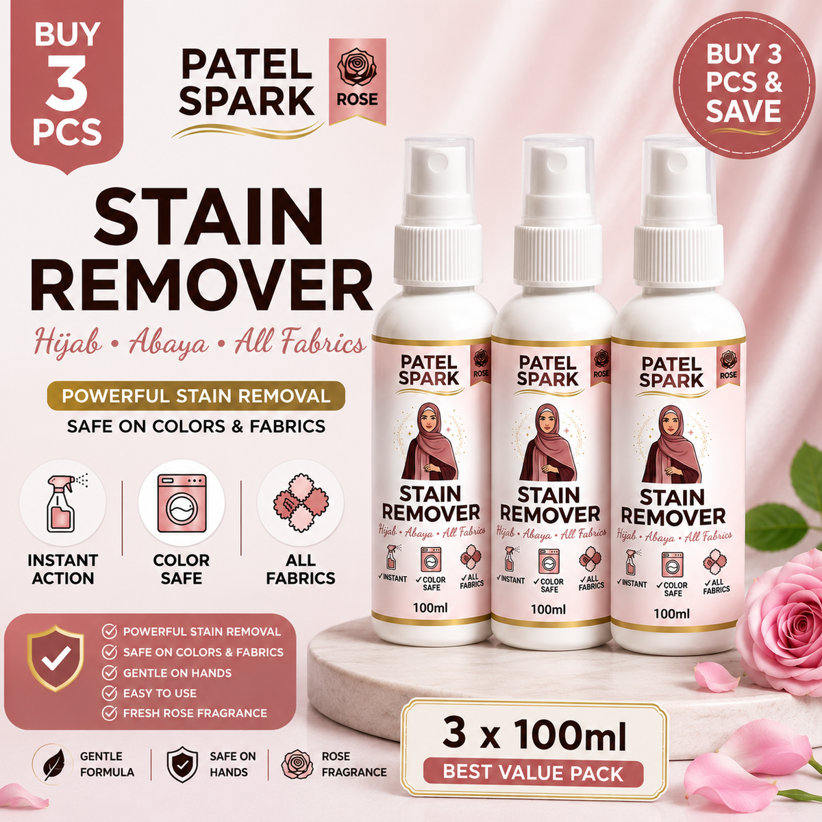 Hijab & Abaya Stain Remover 100ML (Multipurpose) PATEL SPARK